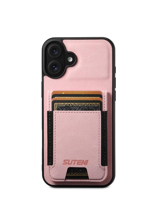 Suteni Case For iPhone 16 H03 Litchi Leather Card Bag Stand Back Phone Case - Image 1