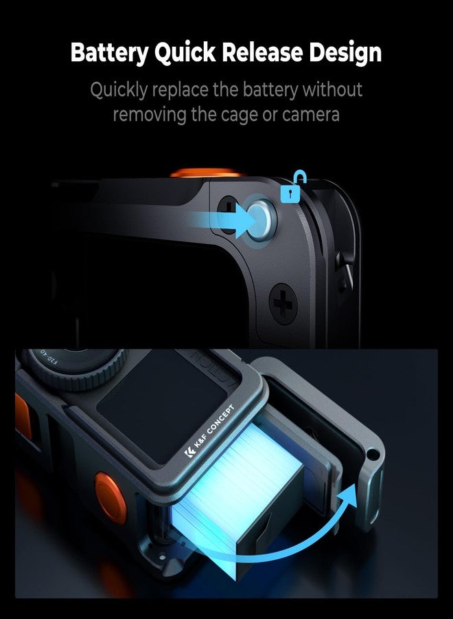 كيه آند إف كونسبت طقم تثبيت قفص الكاميرا K&F CONCEPT متوافق مع DJI Osmo Action 6، مقبض تصوير شوارع سريع الفك مع زناد، قاعدة فلاش، ملحقات كاميرا الحركة - Image 3