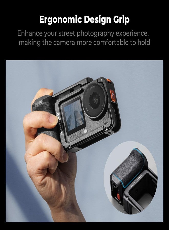 كيه آند إف كونسبت طقم تثبيت قفص الكاميرا K&F CONCEPT متوافق مع DJI Osmo Action 6، مقبض تصوير شوارع سريع الفك مع زناد، قاعدة فلاش، ملحقات كاميرا الحركة - Image 2