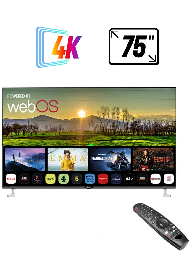 أوسكار تلفزيون أوسكار ذكي 75 بوصة بدون إطار WebOS 4K UHD مع جهاز تحكم عن بعد - أسود OS75JW4KM  - Image 1