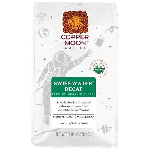 Copper Moon Whole Bean Coffee Medium Roast Swiss Water Organic Decaffeinated Blend 2 Lb - Image 1