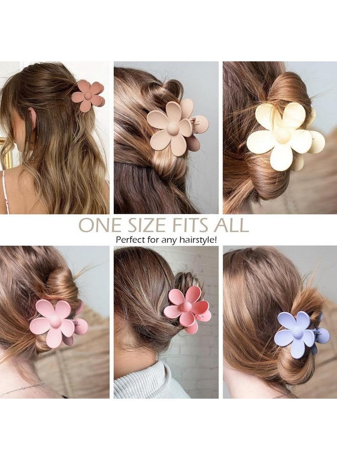 Belicia 4 PCS Hair Claw Clips|Flower Hair Clips|Large Claw Clips For Women Thick Hair|Big Cute Dasiy Hair Clips| Non Slip Strong Hold For Women Thin Hair| Hair Accessories |4 COLOR SET - Image 4