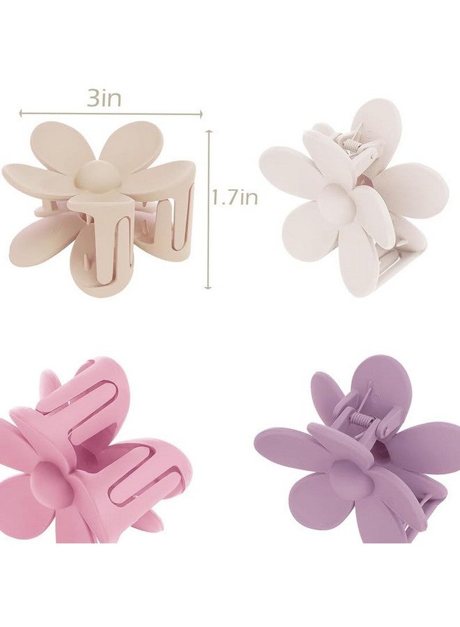 Belicia 4 PCS Hair Claw Clips|Flower Hair Clips|Large Claw Clips For Women Thick Hair|Big Cute Dasiy Hair Clips| Non Slip Strong Hold For Women Thin Hair| Hair Accessories |4 COLOR SET - Image 2
