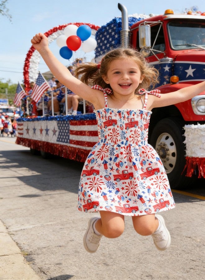 Tkria Girls American Flag Dress Toddler 4th of July Dresses USA Kids Star Patriotic Outfit Firework Tie Dye Summer Clothes 5T - Image 4