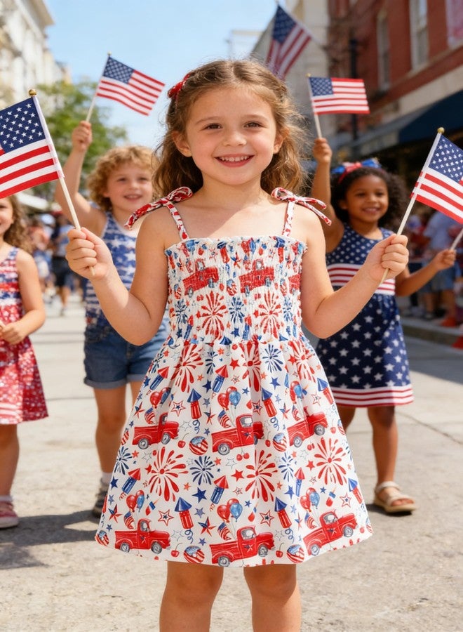 Tkria Girls American Flag Dress Toddler 4th of July Dresses USA Kids Star Patriotic Outfit Firework Tie Dye Summer Clothes 5T - Image 2