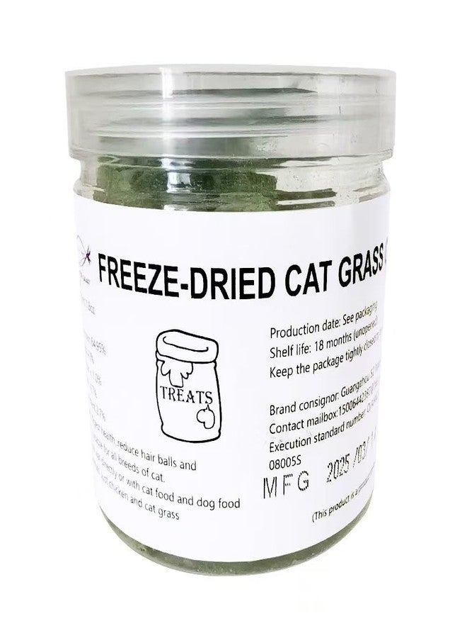 Fangool Freeze-Dried Cat Grass Treats,1.8oz Chicken Freeze-Dried Cat Grass Granules/80% cat Grass Content Hairbal Remedy and Teeth Cleaning Treat - Image 2