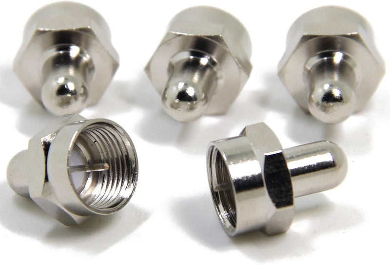 Ancable 5-Pack Coax F Type Terminators Caps with 75 Ohm Resistor for Unused F Connector Ports Jacks on TV Amplifier Splitter Antenna Booster Wall Plate - Image 1