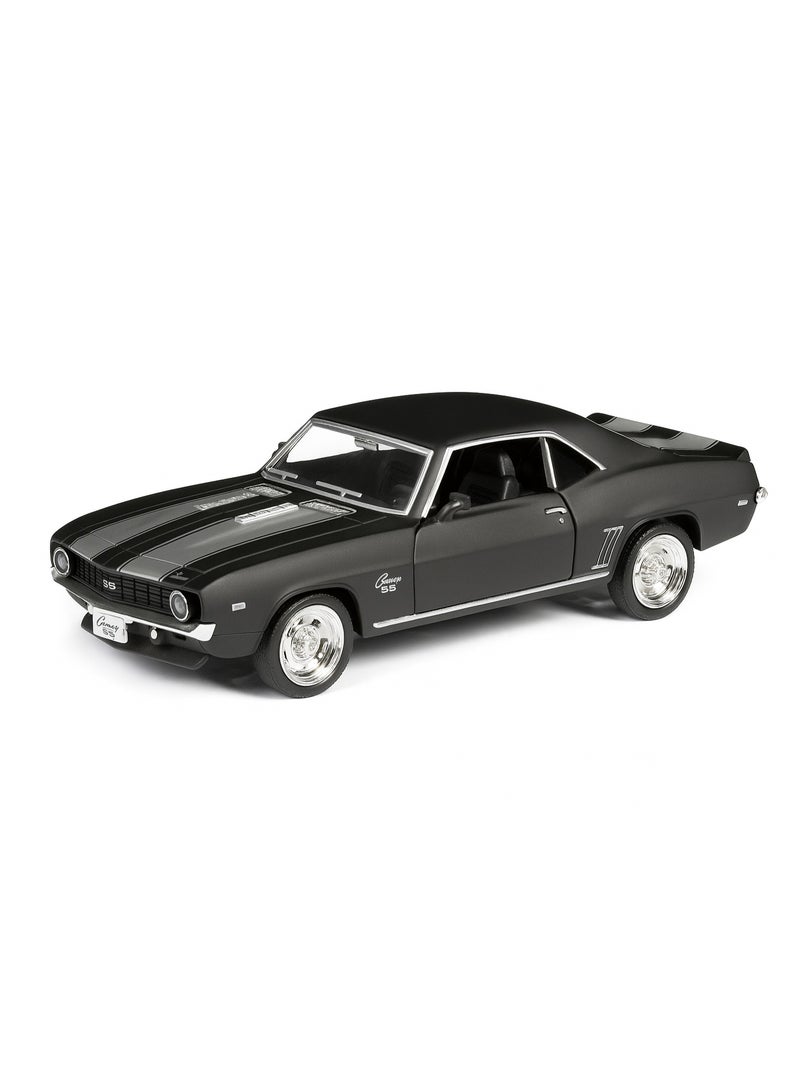 D-Power 1:36 Diecast Chevrolet Camaro 1969 – Matte Black, Pull Back, Classic Muscle Car Collectible Model - Image 5