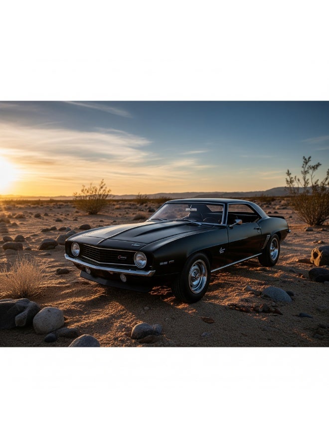 D-Power 1:36 Diecast Chevrolet Camaro 1969 – Matte Black, Pull Back, Classic Muscle Car Collectible Model - Image 3