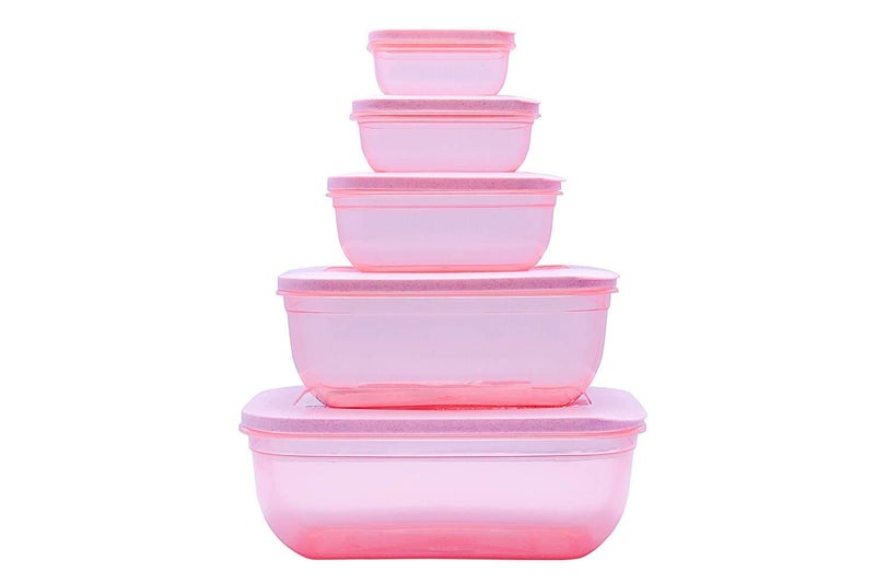 AVIROM 5 Pcs Rectangle BPA Free Plastic Kitchen Storage Jars containers Canisters Set for Refrigerator Capacity 150 ml 290 ml580 ml1700 ml2700 ml Multicolor - Image 2