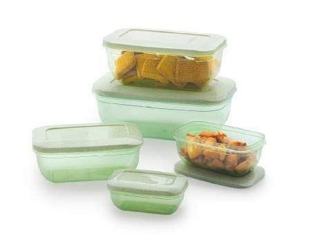 AVIROM 5 Pcs Rectangle BPA Free Plastic Kitchen Storage Jars containers Canisters Set for Refrigerator Capacity 150 ml 290 ml580 ml1700 ml2700 ml Multicolor - Image 5
