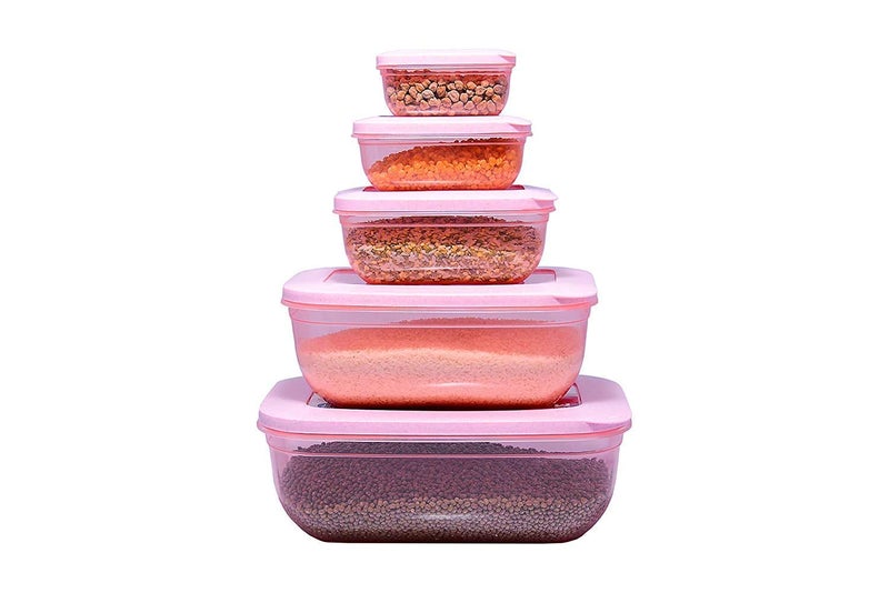 AVIROM 5 Pcs Rectangle BPA Free Plastic Kitchen Storage Jars containers Canisters Set for Refrigerator Capacity 150 ml 290 ml580 ml1700 ml2700 ml Multicolor - Image 4