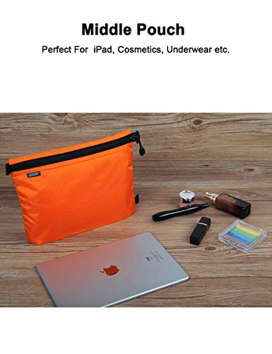 GOX 3 Pack Travel Toiletry Bag for Men Carry On Packing Organizer Zipper Pouch Portable Cosmetic Pouch Accessory Document Electronics (Orange) - Image 3