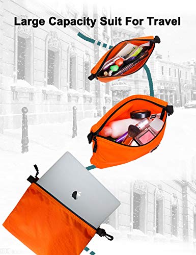 GOX 3 Pack Travel Toiletry Bag for Men Carry On Packing Organizer Zipper Pouch Portable Cosmetic Pouch Accessory Document Electronics (Orange) - Image 5