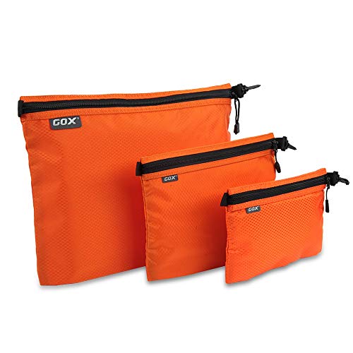 GOX 3 Pack Travel Toiletry Bag for Men Carry On Packing Organizer Zipper Pouch Portable Cosmetic Pouch Accessory Document Electronics (Orange) - Image 1