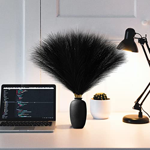 Serwalin Black Pampas Grass Decor, 6Pcs Faux Pampas Grass 17 Inch, Short Artificial Pompous Grass for Gothic Room Decoration, Wedding, Home and Halloween Decoration - Image 3