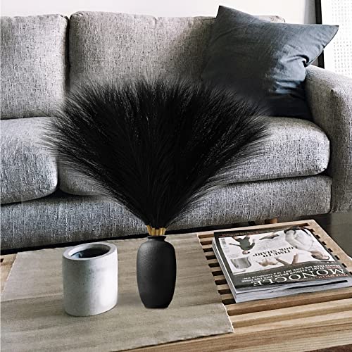 Serwalin Black Pampas Grass Decor, 6Pcs Faux Pampas Grass 17 Inch, Short Artificial Pompous Grass for Gothic Room Decoration, Wedding, Home and Halloween Decoration - Image 5