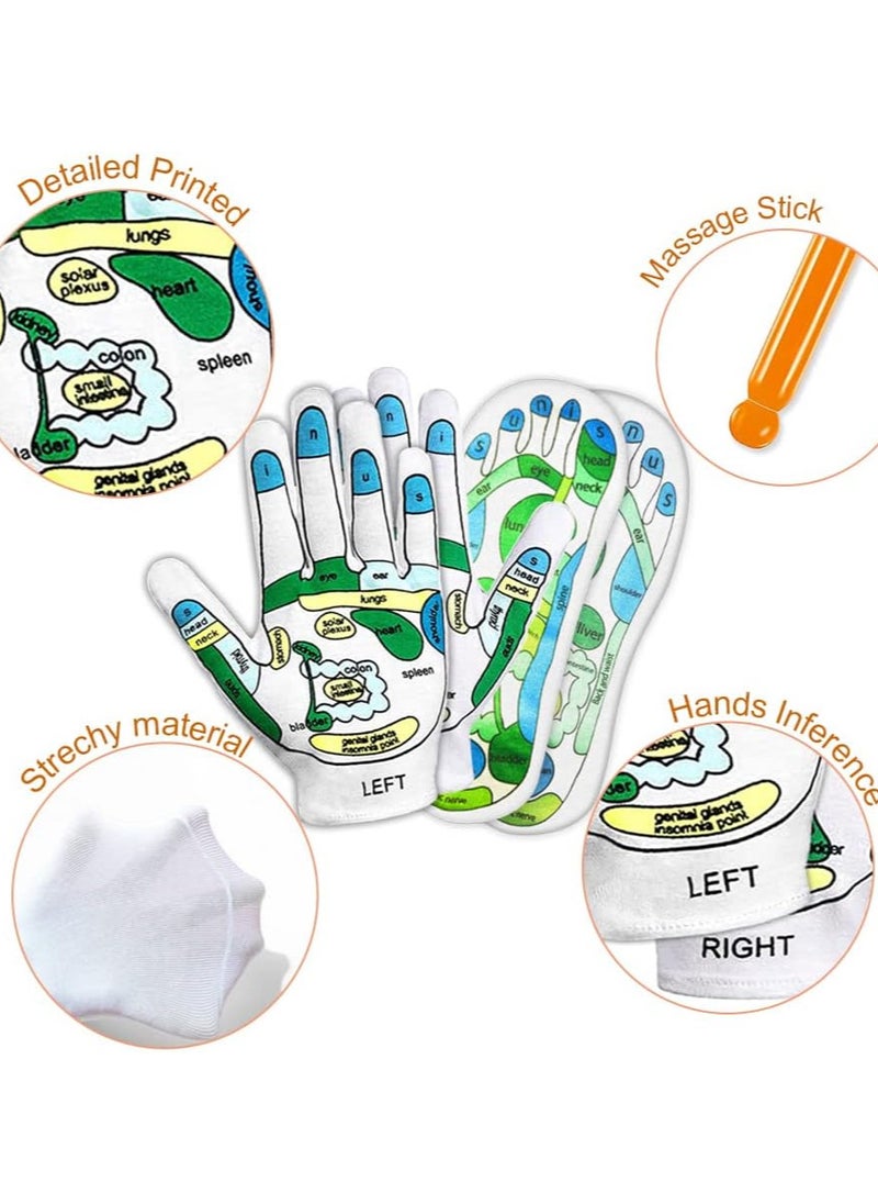 Generic - 4PCS Acupressure Reflexology Tools Set Socks and Gloves, Tutorial Reflexology Gloves with Massage Sandal, Pain Relief Acupuncture Socks for Foot Massage - Image 1
