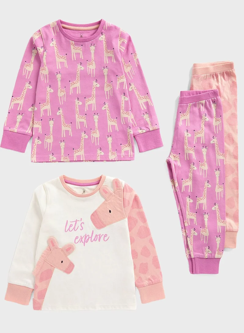 mothercare Kids 2 Pack Giraffe Print Pyjama Set