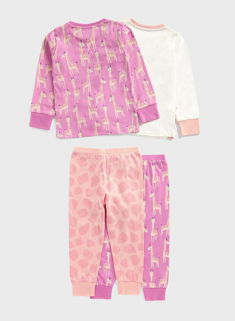 mothercare Kids 2 Pack Giraffe Print Pyjama Set