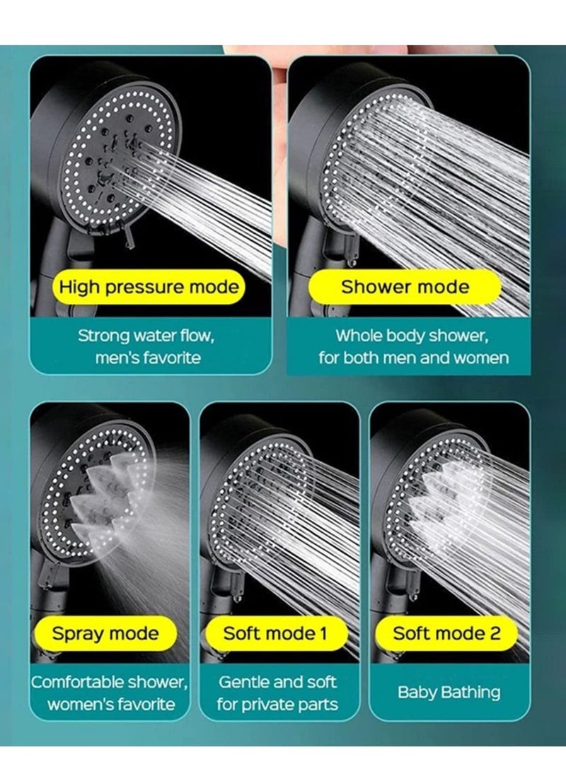 Zikra Multi-Functional High Pressure Shower Head with 5 Modes, High Pressure Handheld Shower Head with ON/Off Switch, Water Saving, Easy to Install - Image 3