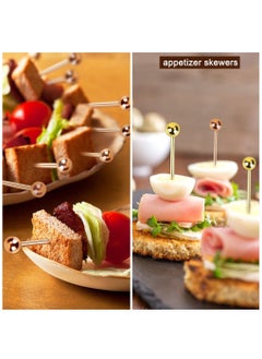 KASTWAVE Cocktail Picks, 12 Pcs Reusable Stainless Steel Cocktail Garnish Toothpicks Set for Drinks Fancy Drinks for Party Decoration Appetizers Fruit(4.3 Inches)  - Image 3
