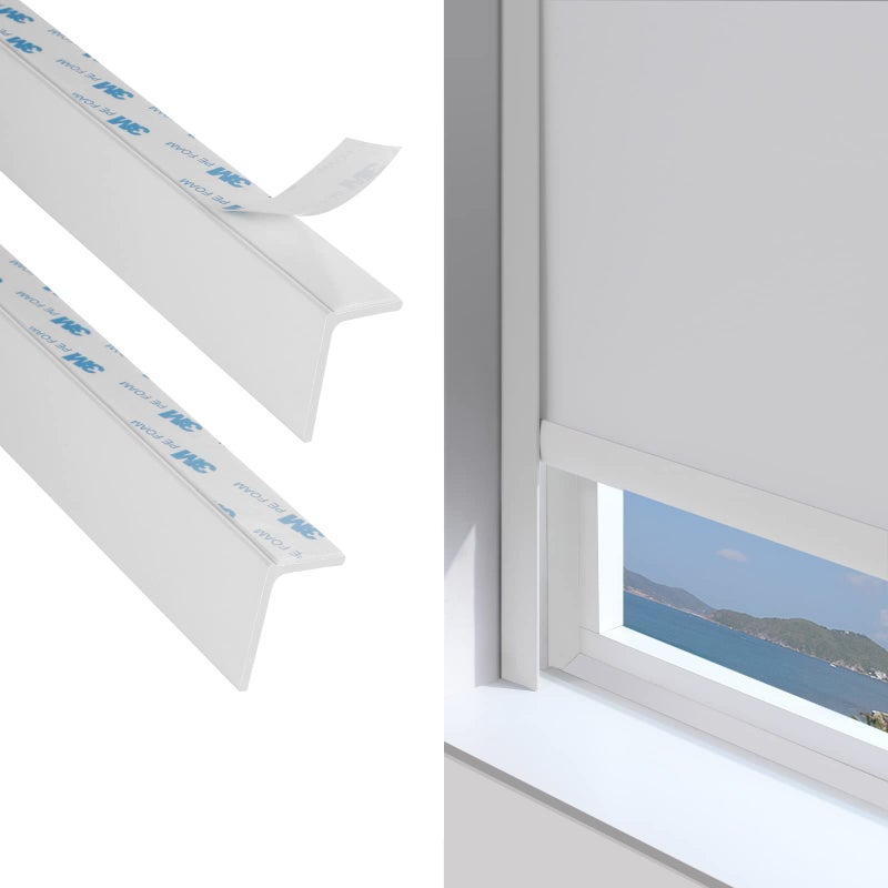 ZSTARR PVC Light Blockers Blackout Light Blockers Side Tracks for Window Shades and Blinds Side Tracks for Blackout Shades Easy to Instal Light Blocking Strips for Bedroom (White, 58",2Pcs) - Image 1