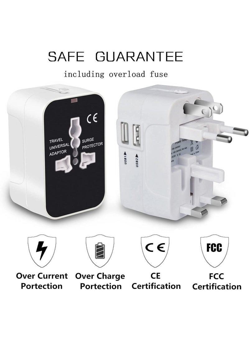 SINGH BROTHERS SINGH BROTHERS Universal Travel Adapter All in One Universal Power Wall Charger AC Power Plug Adapter Converter with 2 USB Charging Ports for USA EU UK AUS Cell Phone Laptop  - Image 3