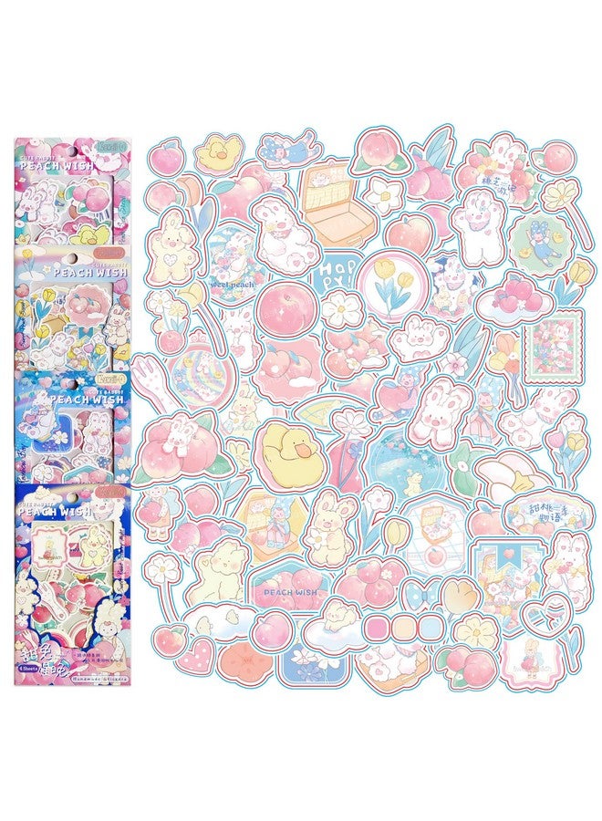 فنبلاست مجموعة ملصقات فان بلاست كاواي من بلاستيك بي في سي، 16 ورقة (100+ قطعة) ثلاثية الأبعاد للبنات، ملصقات جمالية، تدوين يوميات، سكرابوكينغ، لطيفة (Peachwish-4×4=16 ورقة ذاتية اللصق، حائط، 10 سم، 19 سم) - Image 1