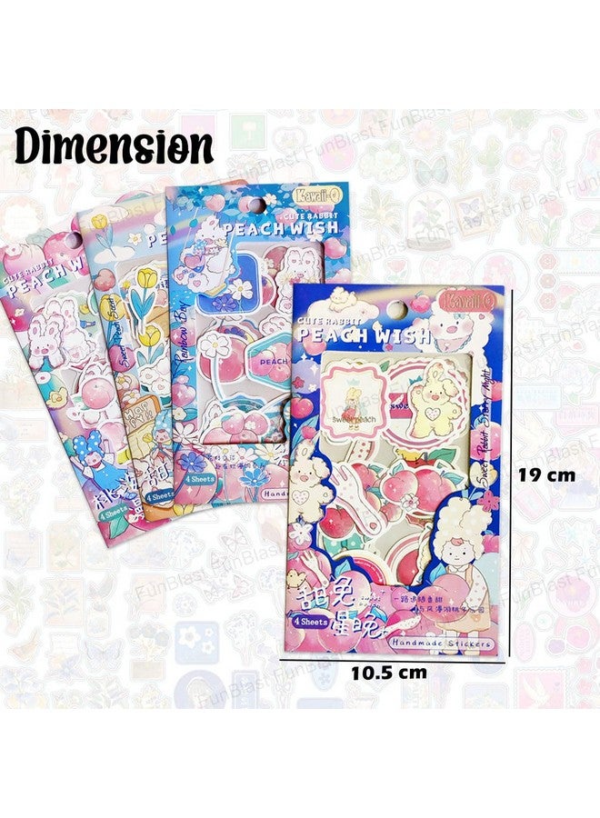 فنبلاست مجموعة ملصقات فان بلاست كاواي من بلاستيك بي في سي، 16 ورقة (100+ قطعة) ثلاثية الأبعاد للبنات، ملصقات جمالية، تدوين يوميات، سكرابوكينغ، لطيفة (Peachwish-4×4=16 ورقة ذاتية اللصق، حائط، 10 سم، 19 سم) - Image 2
