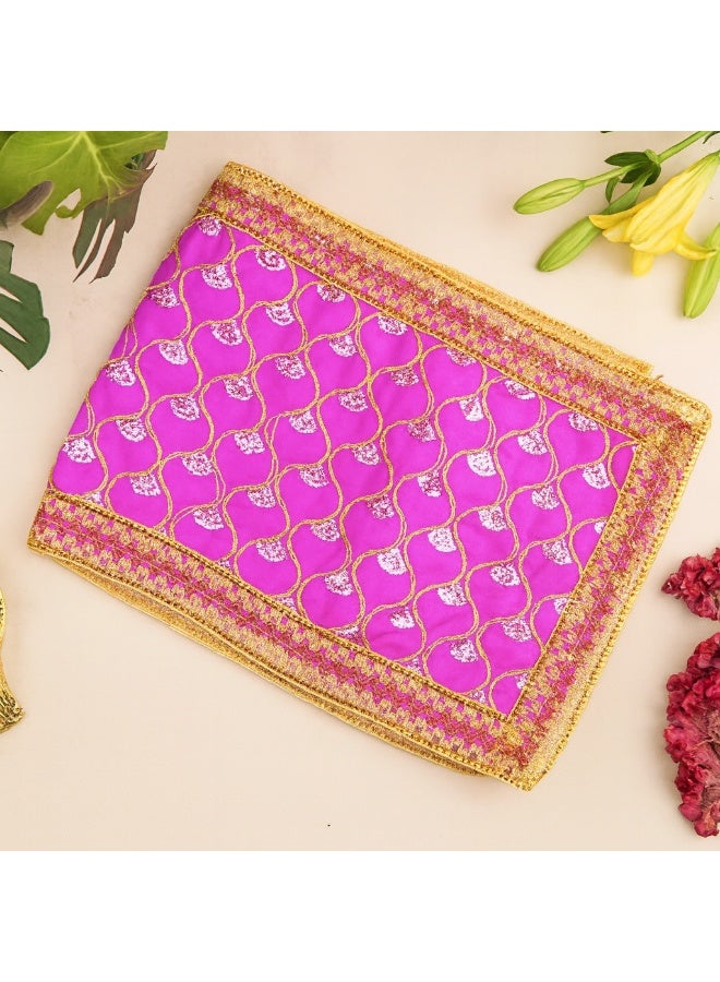 Aksharveda Mata Chunri – Pink with Decorative Work | Sacred Cloth for Navratri, Durga Puja and Daily Worship - Image 2