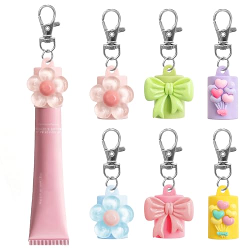 SEPTBEAM 6 Pcs Keychains Lip Balm Holder Cap for Glossier Lipstick Lip Gloss Compatible with Summer Fridays LANEIGE elf Lip BalmsNo Lip Balm - Image 1