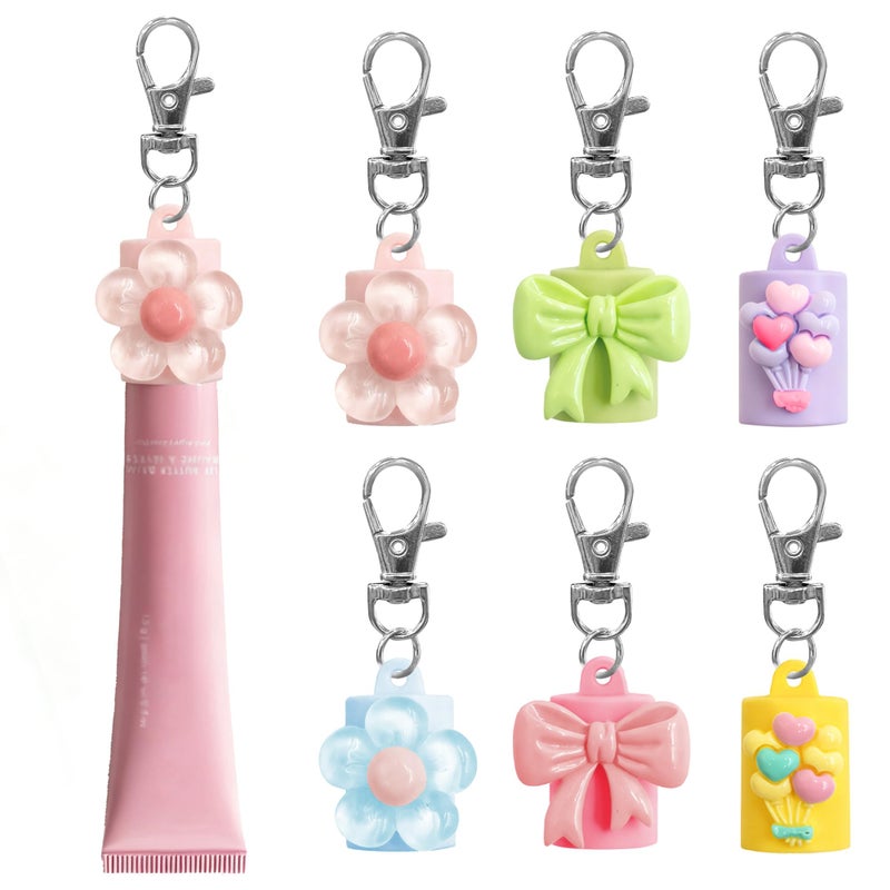 SEPTBEAM 6 Pcs Keychains Lip Balm Holder Cap for Glossier Lipstick Lip Gloss Compatible with Summer Fridays LANEIGE elf Lip BalmsNo Lip Balm - Image 3