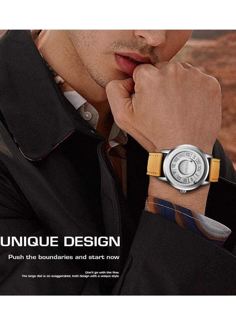 FOXBOX - New Men's Creative Magnetic Scrolling Beads Quartz Watch for Men Waterproof watches - Image 1