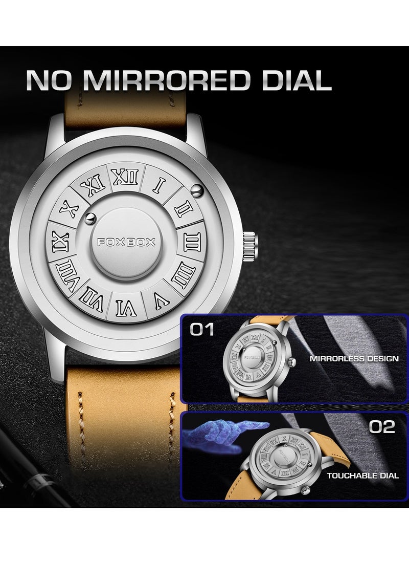 FOXBOX - New Men's Creative Magnetic Scrolling Beads Quartz Watch for Men Waterproof watches - Image 1
