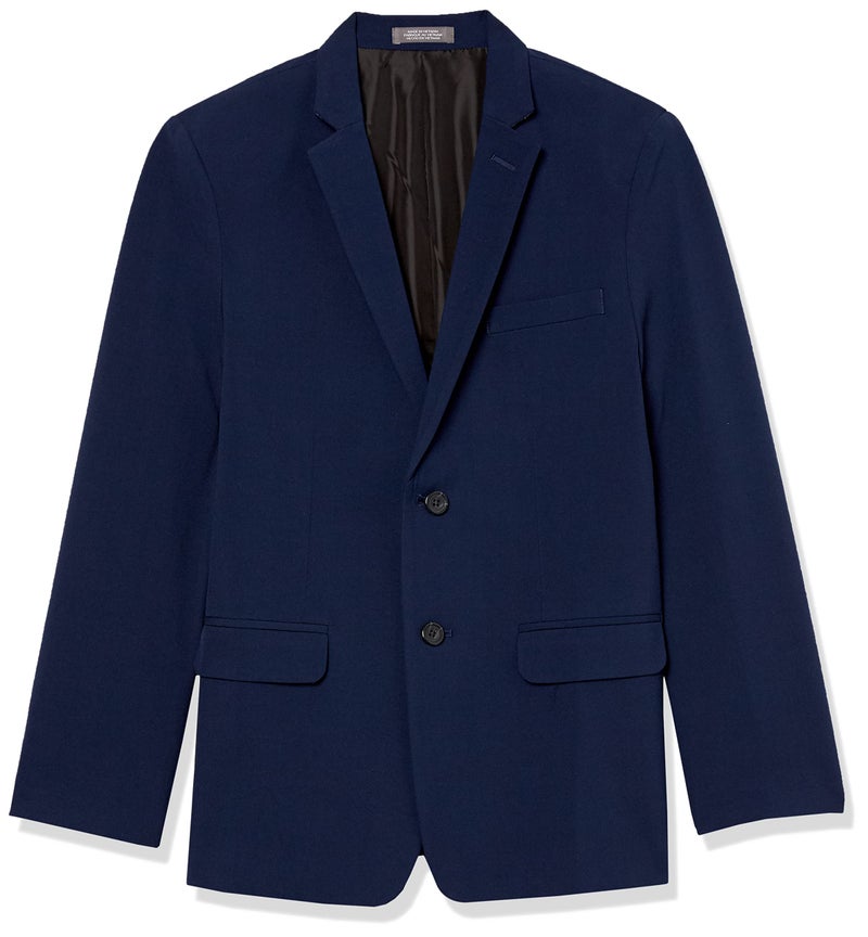 Van Heusen Boys' Flex Stretch Suit Jacket, Bank Blue Solid, 8 Husky