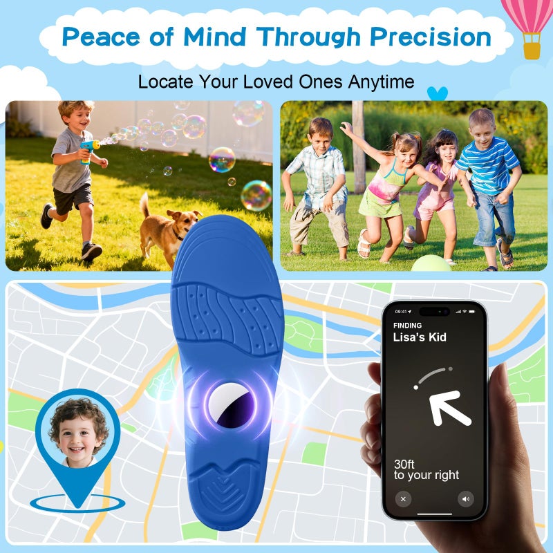 AGMZ Insoles for Airtag (1st & 2nd Gen) Hidden Holder, Anti-Lost Tracker Case for Kids, Secure Fit for Sneakers & Daily Shoes, Soft Inserts for Shoes (Blue,Foot:6.3-6.9 in/Insole:7.0-7.7 IN/11C-12.5C) - Image 5