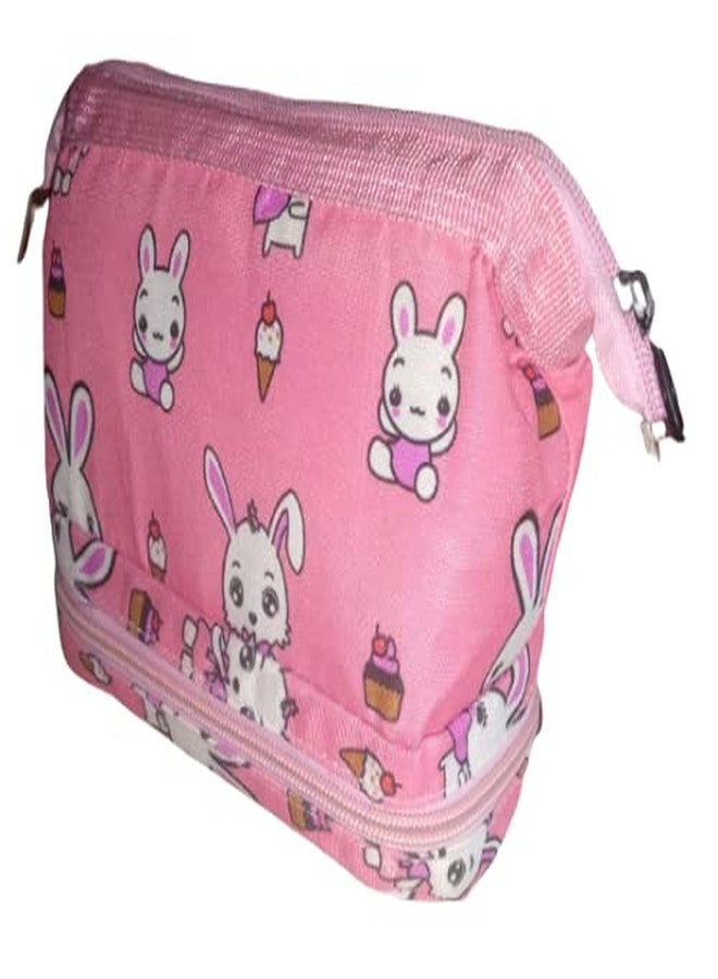 CONNECTWIDE Dual Side Zippered 3 Compartment New Vintage Floral Printed Cosmetic Bag Women Makeup Bags Female Zipper Cosmetics Bag Portable Travel Makeup Pouch Makeup Bag Travel Handbag (Pink) - Image 2