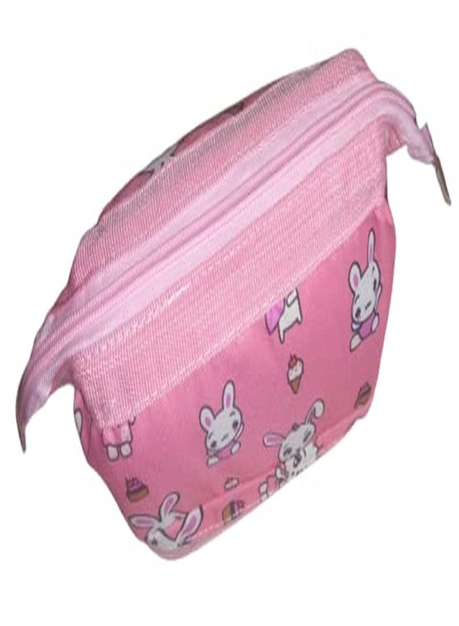 CONNECTWIDE Dual Side Zippered 3 Compartment New Vintage Floral Printed Cosmetic Bag Women Makeup Bags Female Zipper Cosmetics Bag Portable Travel Makeup Pouch Makeup Bag Travel Handbag (Pink) - Image 4