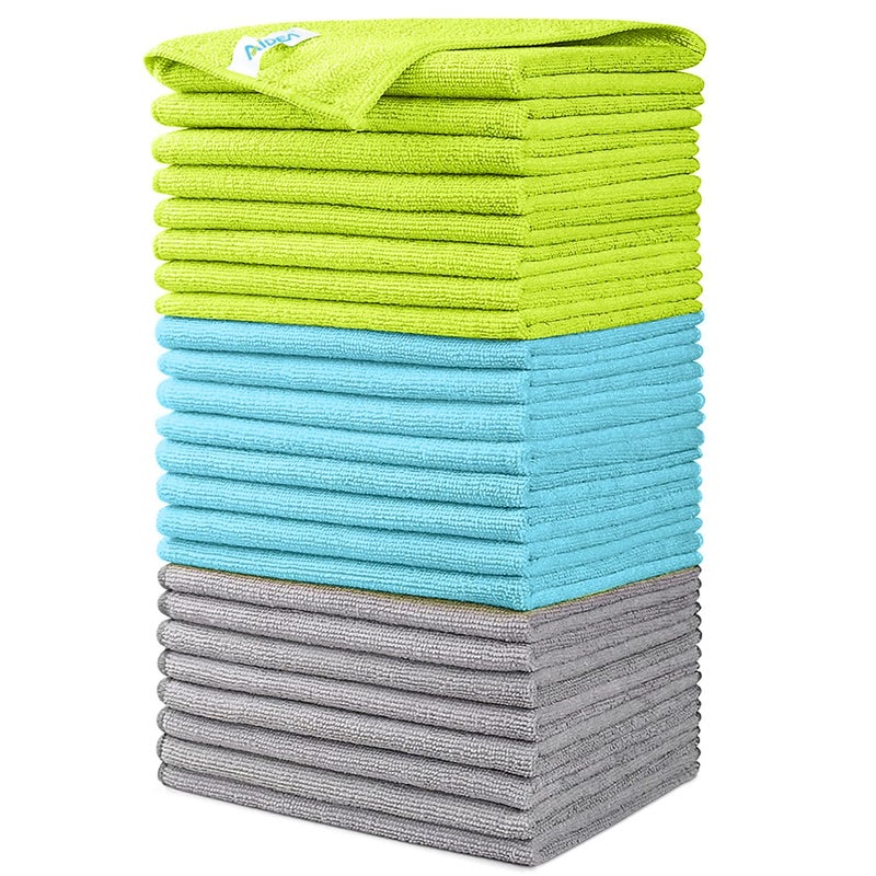 AIDEA Microfibre Cleaning Cloths 24PK, Reusable Lint Free & Streak Free Cleaning Towels,Soft Multi-Purpose Cloths for Kitchen, Glass, Windows, Car Interior, Motorbike & Household Cleaning 30 x 30 cm - Image 1