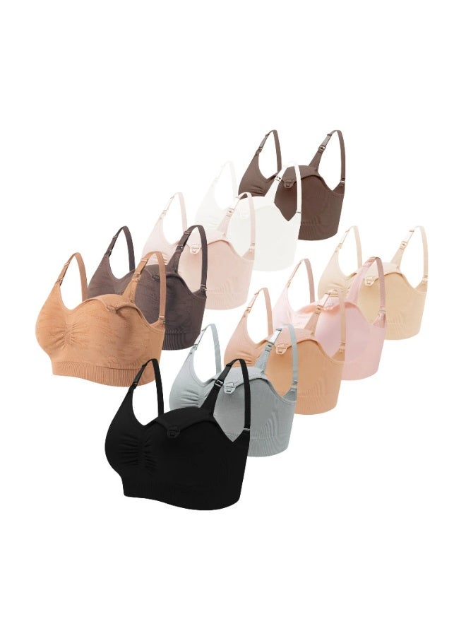 general Nursing Bra 10 Pack Womens Maternity Breastfeeding Bra Seamless Wireless Sleep Bra with Bra Extenders - Image 1