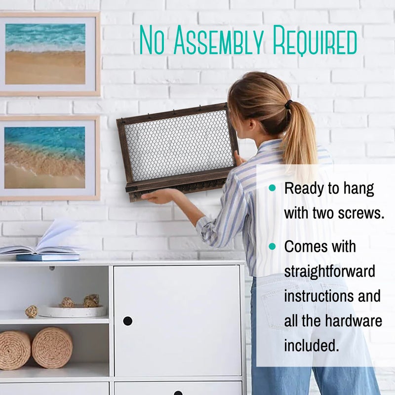 OUTSHINE Large Farmhouse Wall Jewelry Organizer (Espresso) | Wall Organizer For Earrings, Necklace, Bracelet, Hair Accessories | Chicken Wire Earring Holder | For Women, Wife, Mom, Girlfriend - Image 2
