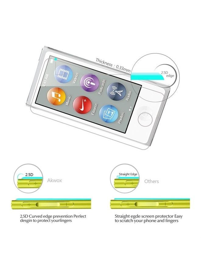AKWOX - (Pack of 2) Screen Protector for iPod Nano 7 8th 0.33mm High Definition Clear Tempered Glass Screen Protector Guard Film for iPod Nano 8th/7 Generation,Shockproof and Scratch-Resistant - Image 1