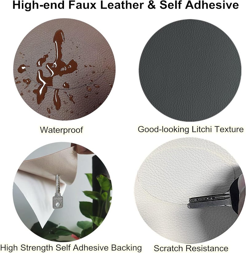 ILOFRI Leather Furniture Repair Tape 60x17 inch, Self Adhesive Leather and Vinyl Patch for Repairing Couch, Car Seats, Boat Seats, Upholstery, Chair. Bonded Leather Repair Sheet - Dark Brown No.1 - Image 5