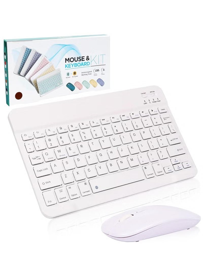 Universal Wireless Keyboard & mouse combo with English ultra slim design compatible with Android Apple iPad IOS Windows & Mac  (White)  - Image 1