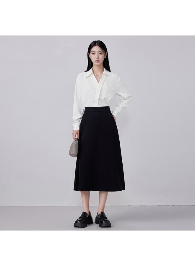 Teluoman Elegant White Blouse For Women, Long-sleeved Chiffon Shirt, New French-inspired Niche Design, Youthful Commuter Casual Ladies Blouse - Image 3