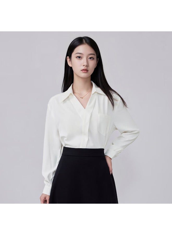 Teluoman Elegant White Blouse For Women, Long-sleeved Chiffon Shirt, New French-inspired Niche Design, Youthful Commuter Casual Ladies Blouse - Image 2