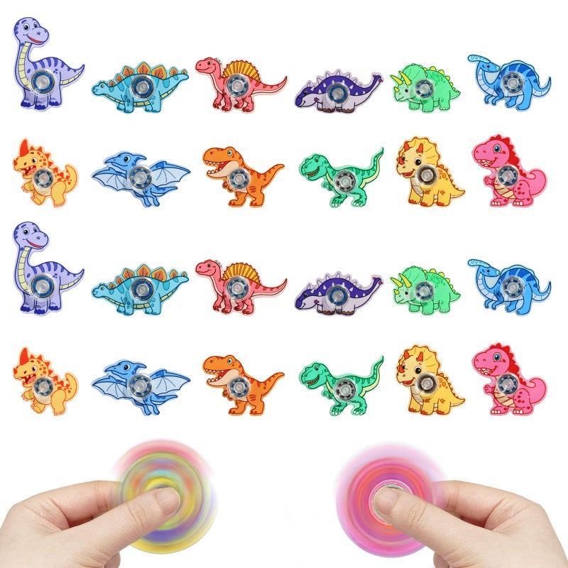 FXMHEHBB 24 Pcs Dinosaur Fidget Spinner Toys Mini Finger Spinners Bulk Dino Party Favors Birthday Gift Classroom Prizes for Kids - Image 3