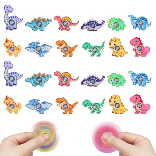 FXMHEHBB 24 Pcs Dinosaur Fidget Spinner Toys Mini Finger Spinners Bulk Dino Party Favors Birthday Gift Classroom Prizes for Kids - Image 1