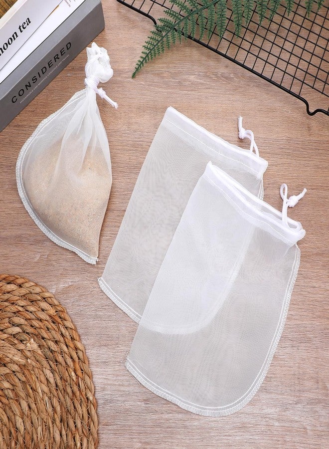 Xosjska 4 Pack Aquarium Filter Bags Fine Mesh Bag Filter Sock Nylon Aquarium Media Bag Reusable Extra Fine Filters Bags 180 Mesh Pouch Drawstring for Impurities Activated Carbon,White - Image 5